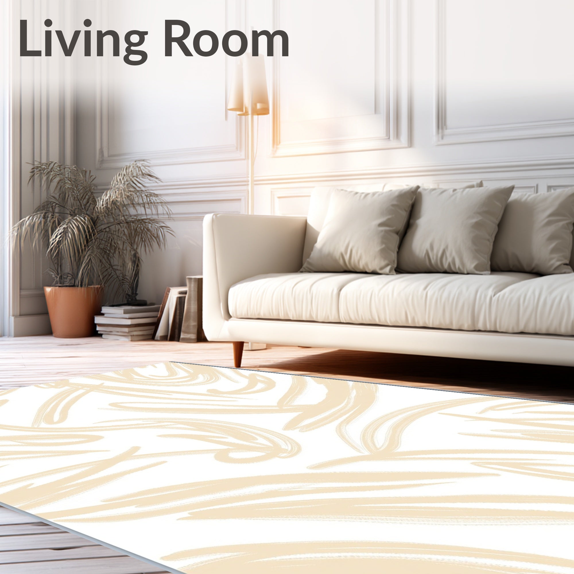 Soft Beige Expressive Brushstrokes Rug