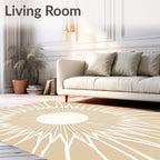 Minimalist Beige Sunburst Rays Rug