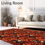 Whimsical Brown Top Hat Mouse Autumn Leaves Rug