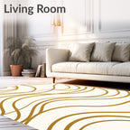 Golden Waves Abstract Contemporary Rug