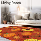 Autumn Harvest Pumpkin Sunflower Leaves Rug