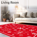 Festive Red White Snowflake Collage Rug