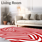 Crimson White Swirling Stripe Rug