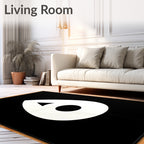 Bold Black White Geometric Symbol Rug
