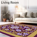Purple Floral Garden Medallion Rug