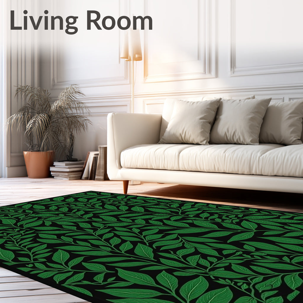 Emerald Green Leafy Vine Rug