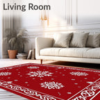 Crimson Snowflake Ornamental Border Rug