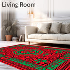 Crimson Green Holly Flourish Medallion Rug