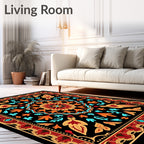 Ornate Red Orange Floral Mandala Rug