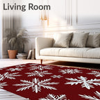 Crimson Snowflake Scatter Holiday Rug