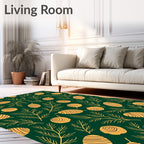 Forest Green Yellow Pinecone Branches Rug
