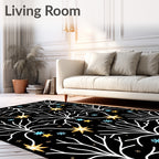 Whimsical Snowy Branches Starry Night Rug