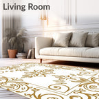 Ornate Gold Flourish Scroll Work Rug
