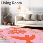 Pink Orange Bird Floral Laurel Rug