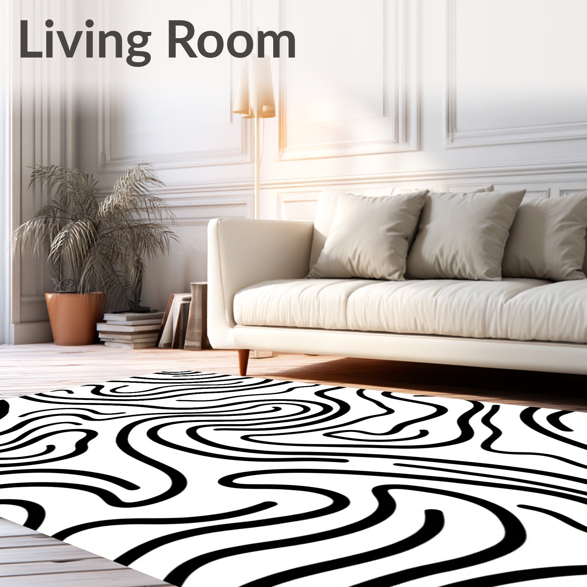 Monochromatic Curving Line Abstract Rug