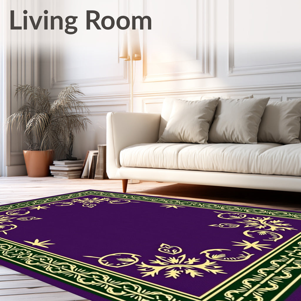 Rich Plum Gold Ornate Filigree Rug