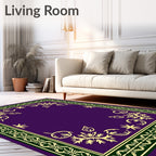 Rich Plum Gold Ornate Filigree Rug
