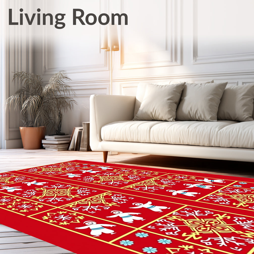 Whimsical Folk Art Children Medallion Rug