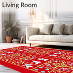 Whimsical Folk Art Children Medallion Rug