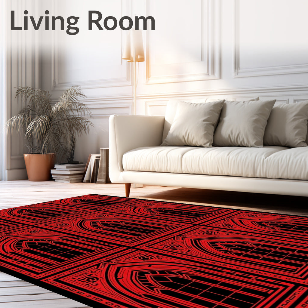 Gothic Red Arched Window Repeat Rug