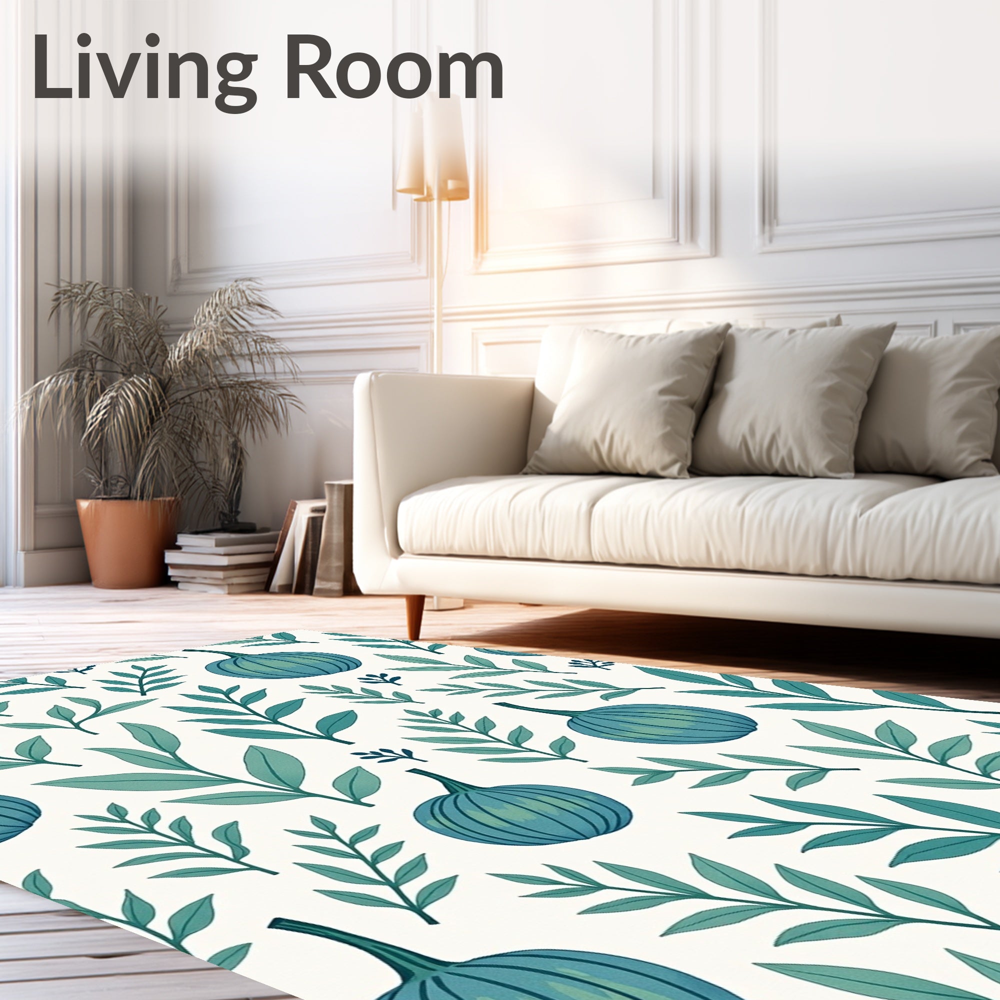 Teal Pumpkin Leafy Branch Medley Rug