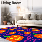 Orange Pumpkin Swirl Halloween Navy Rug