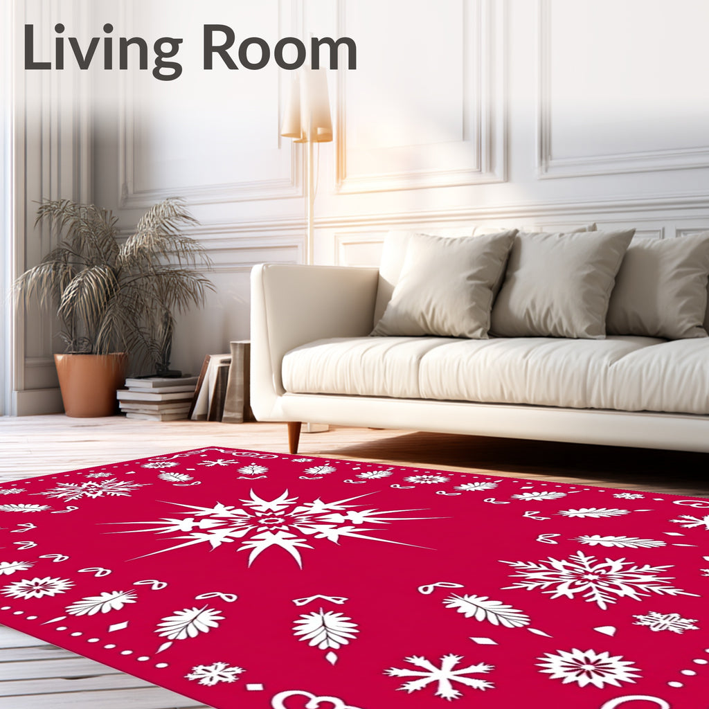 Crimson Snowflake Medallion Border Rug