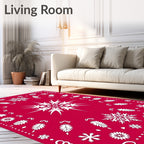 Crimson Snowflake Medallion Border Rug