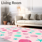 Pink Teal Seashell Starfish Abloom Rug