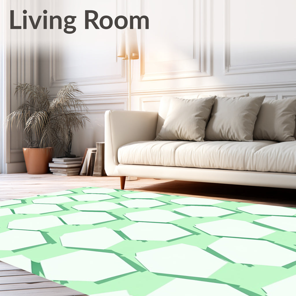 Mint Green Hexagonal Overlay Rug