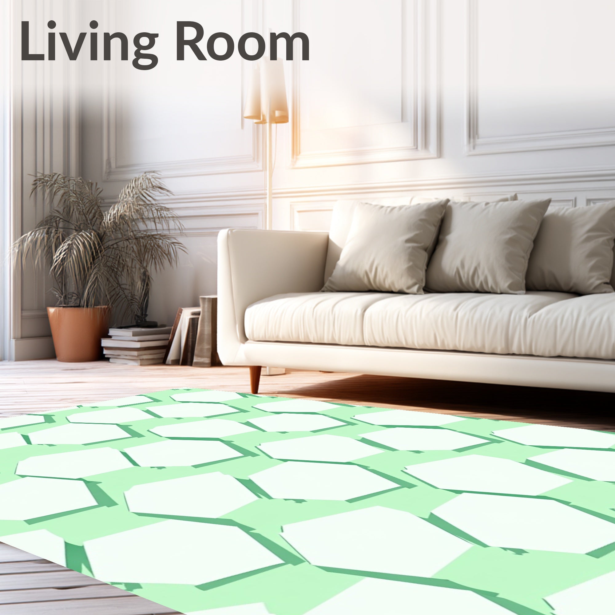 Mint Green Hexagonal Overlay Rug