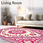 Vibrant Magenta Floral Starburst Medallion Rug