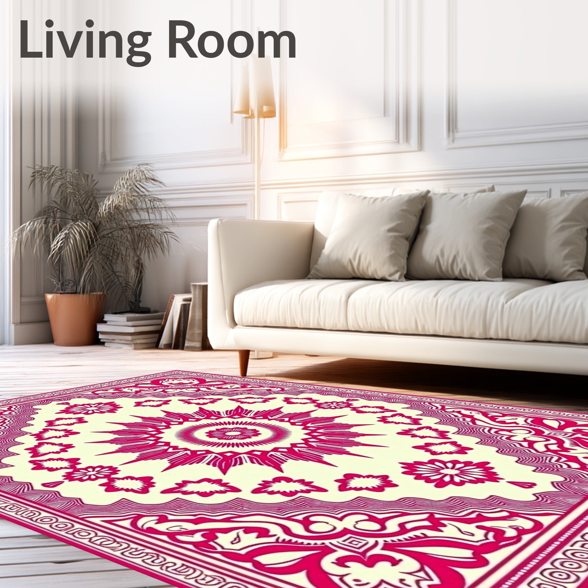 Vibrant Magenta Floral Starburst Medallion Rug