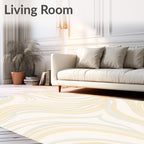 Cream Beige Swirling Lines Rug