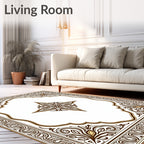 Brown and Gold Ornamental Arch Rug