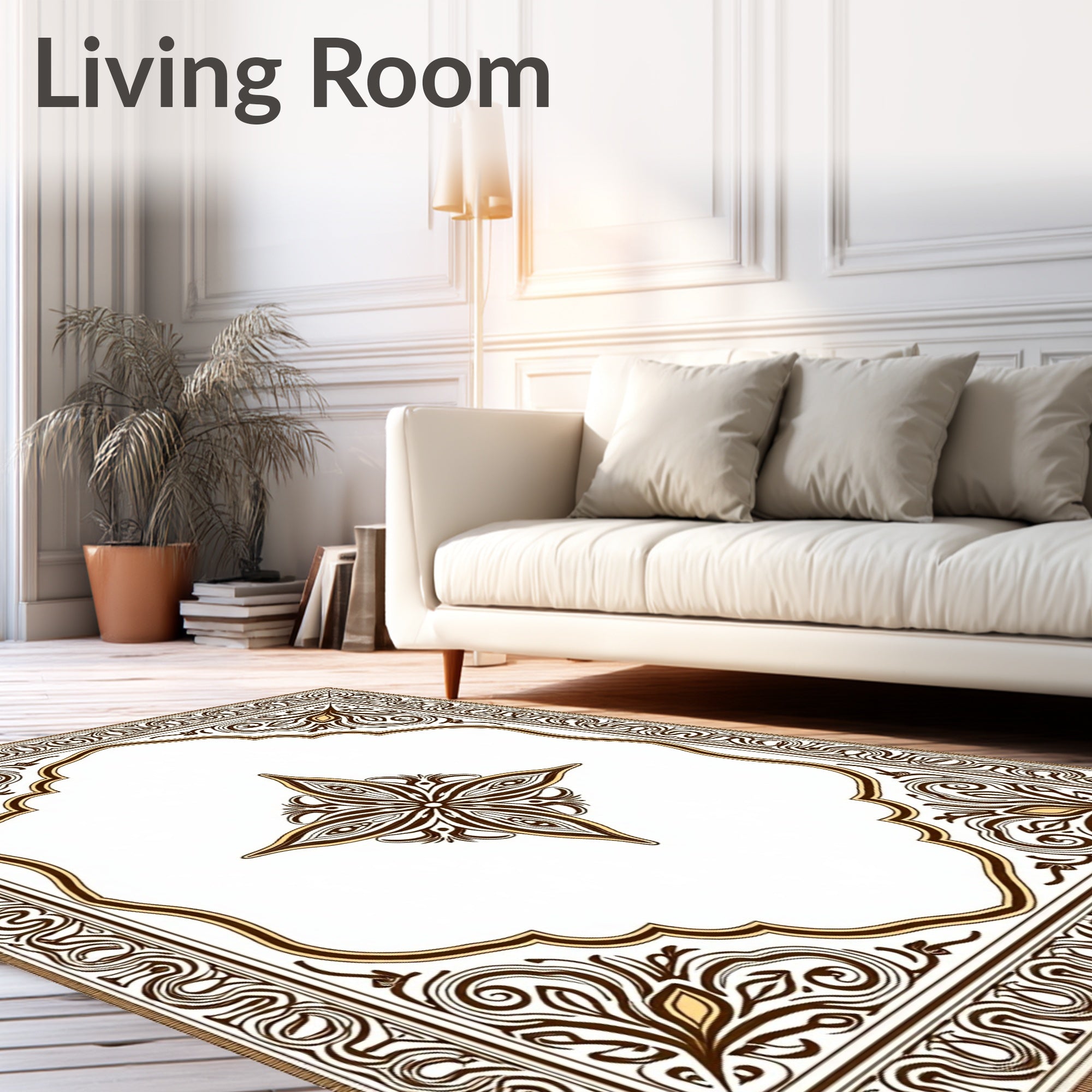Brown and Gold Ornamental Arch Rug