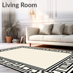 Black Ivory Geometric Frame Rug