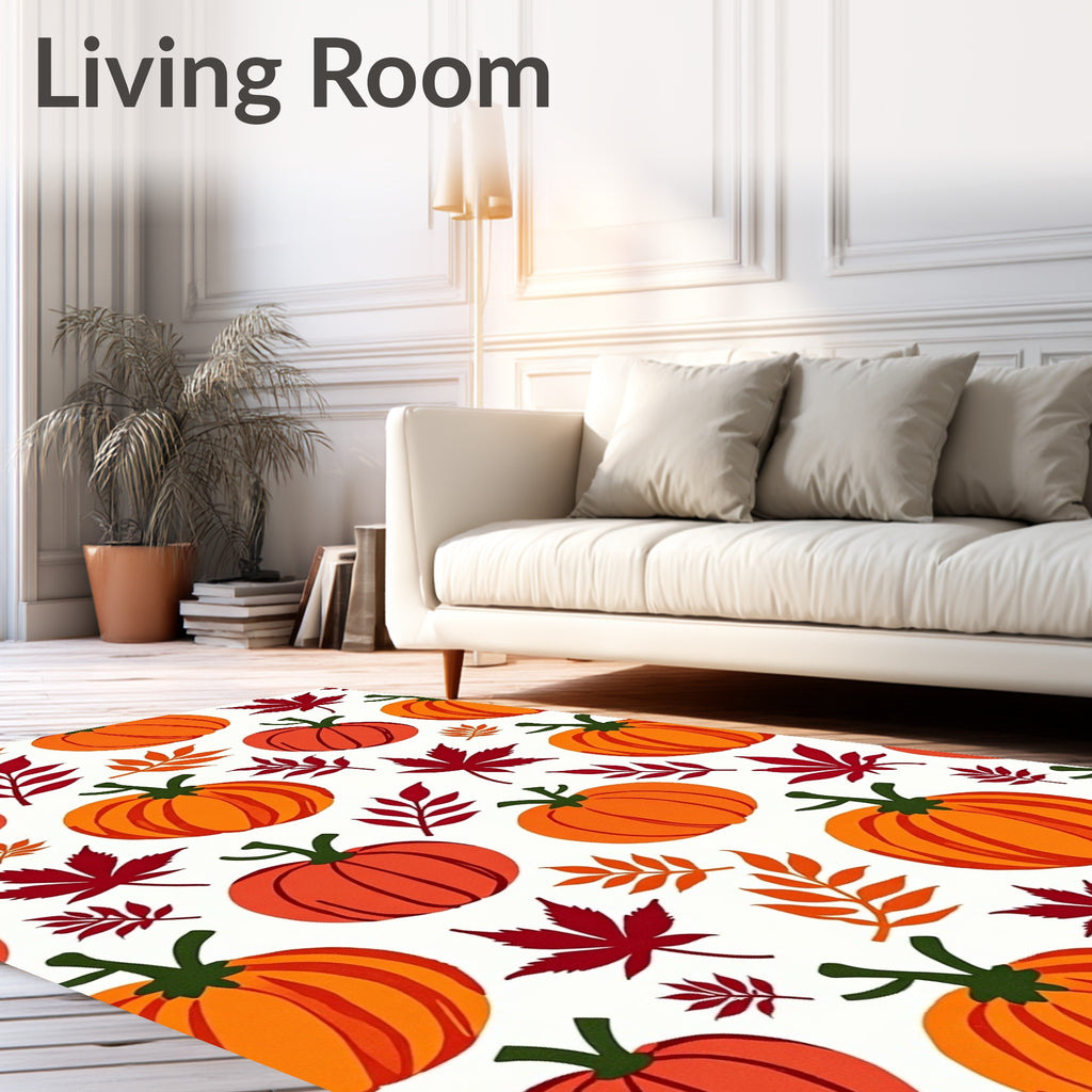 Autumn Pumpkin Leaf Scatter Rug