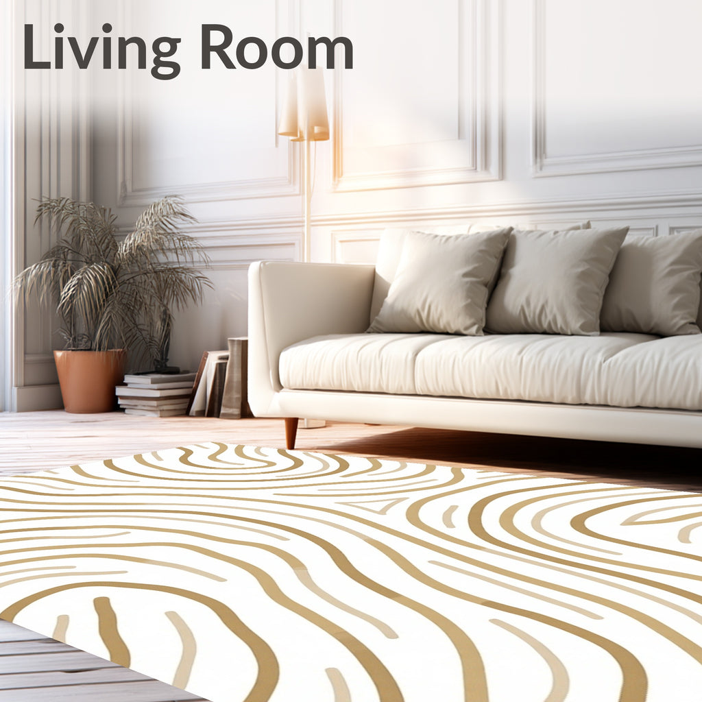 Golden Wavy Lines Organic Movement Rug