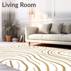 Golden Wavy Lines Organic Movement Rug