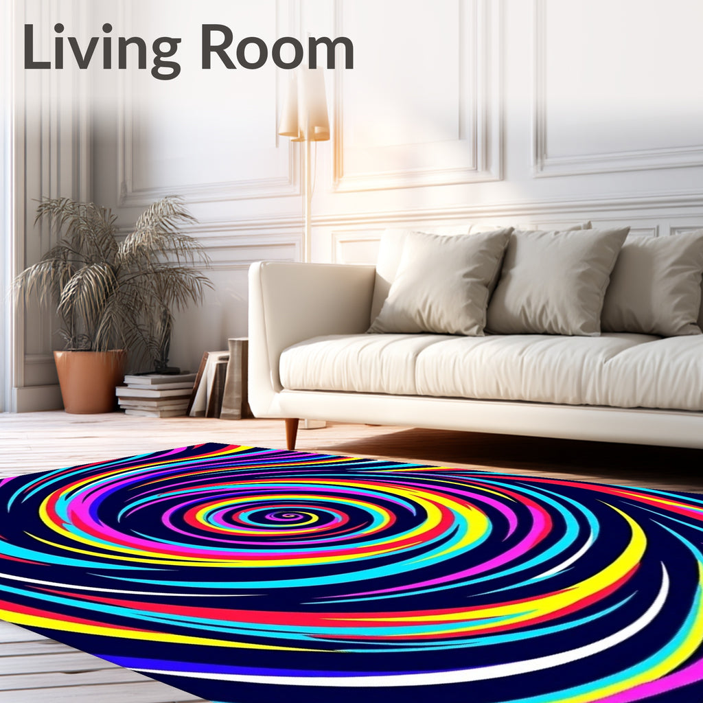 Vibrant Swirl Neon Abstract Rug