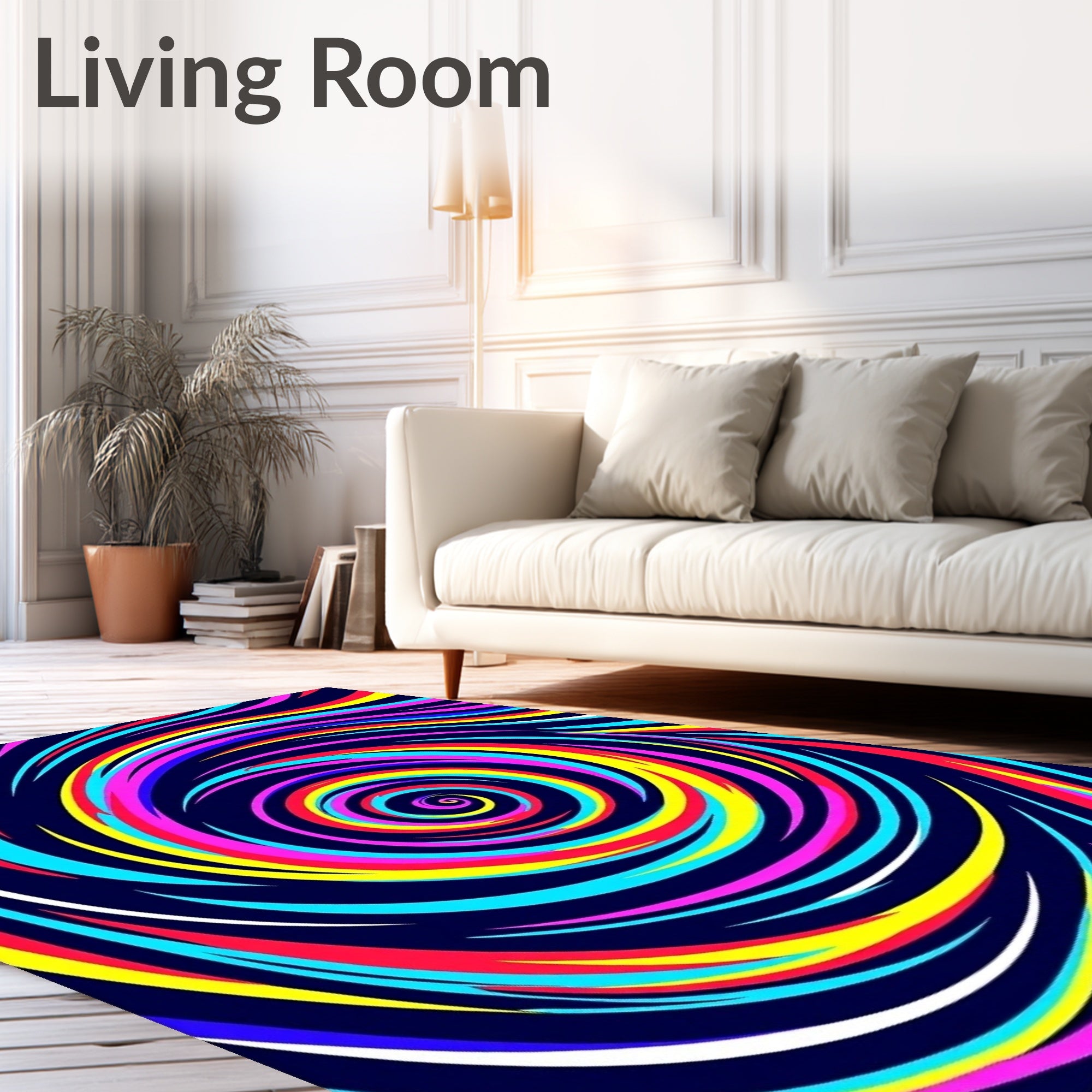 Vibrant Swirl Neon Abstract Rug