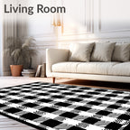 Black White Checked Organic Weave Rug