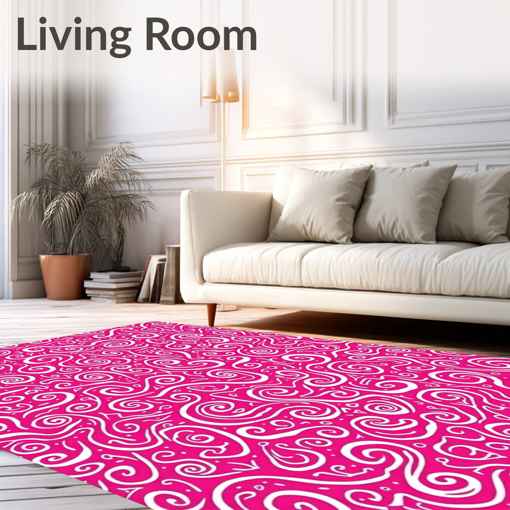 Lively Pink Swirls Abstract Rug