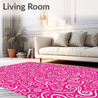 Lively Pink Swirls Abstract Rug