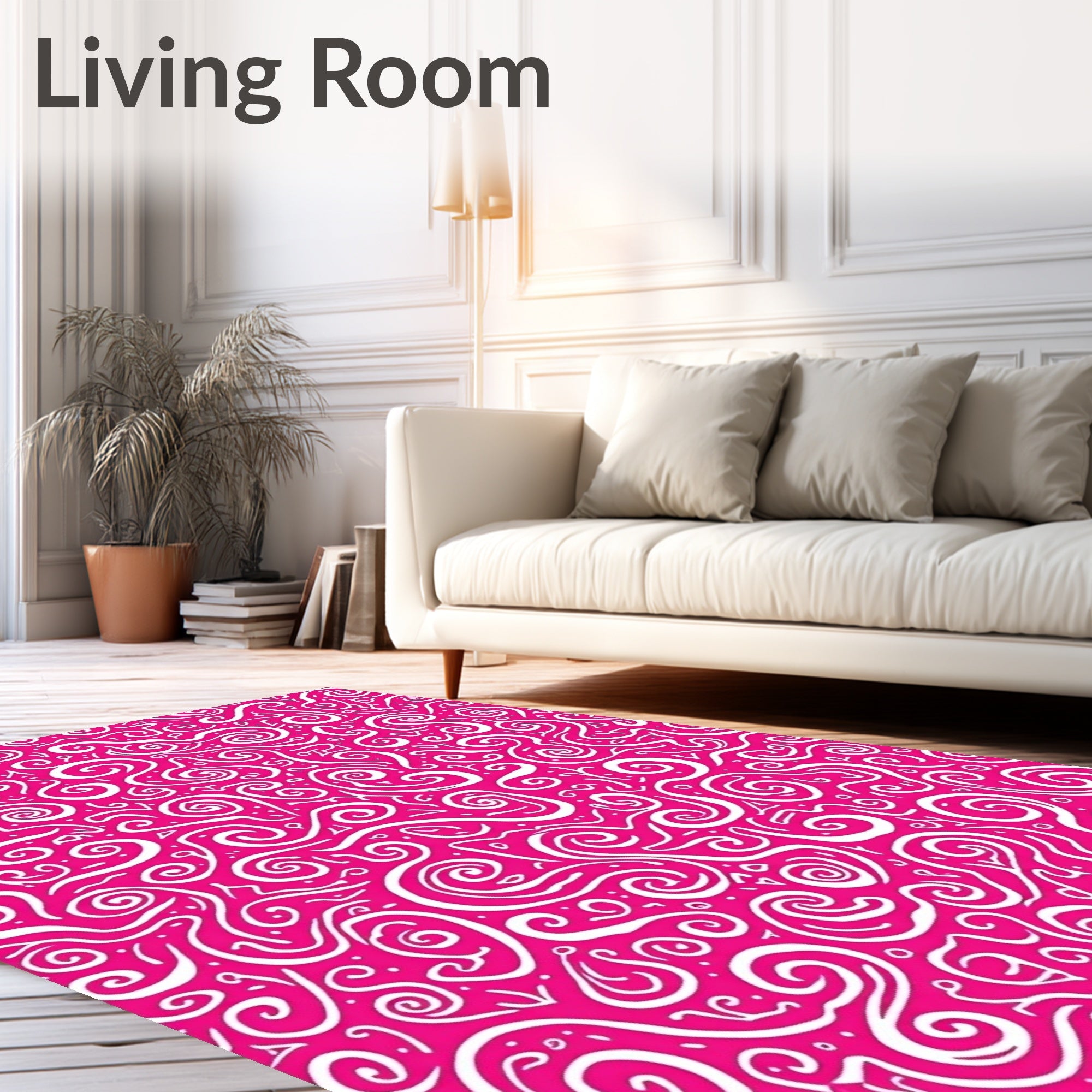 Lively Pink Swirls Abstract Rug