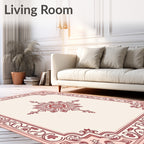 Crimson Floral Border Medallion Rug