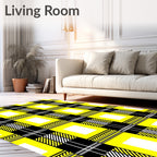 Bold Yellow Black Plaid Squares Rug