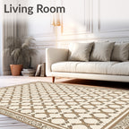 Ornate Beige Geometric Chain Rug