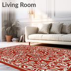 Rust Cream Ornamental Scroll Medallion Rug